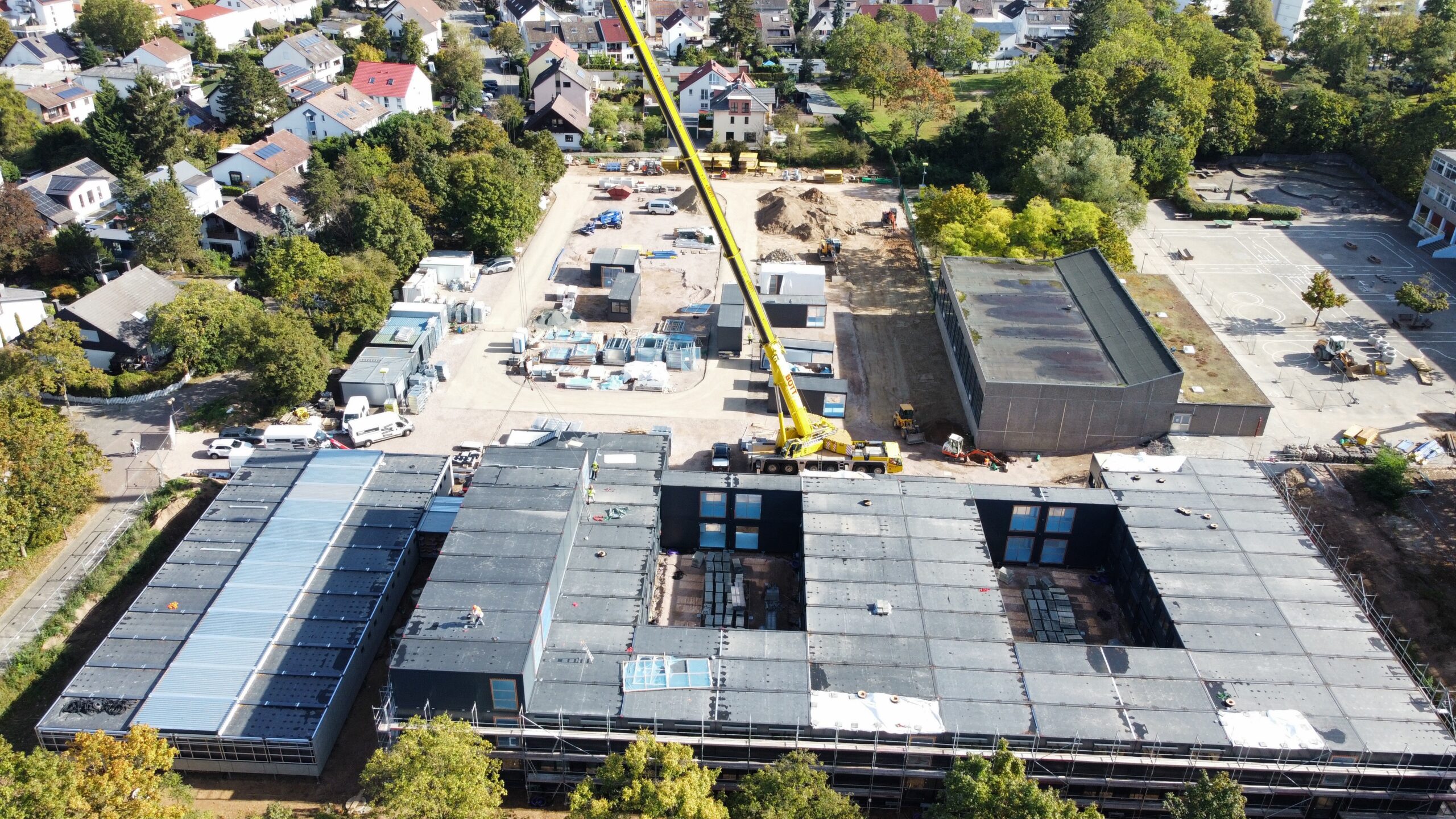 Baustelle Schulcampus Mainz-Mombach im Oktober 2023